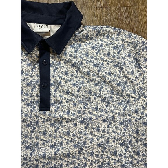BYLT Shirt Men's L Floral Polo Stretch Golf AOP All Over Print - Picture 3 of 9